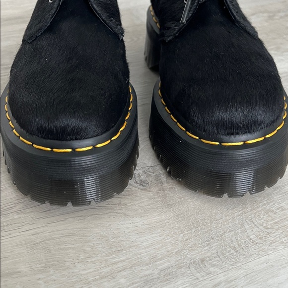 Doc Dr Martens 1461 Oxford Platform Shoes Black Calf Hair Leather Grunge Women 7 - Picture 7 of 13